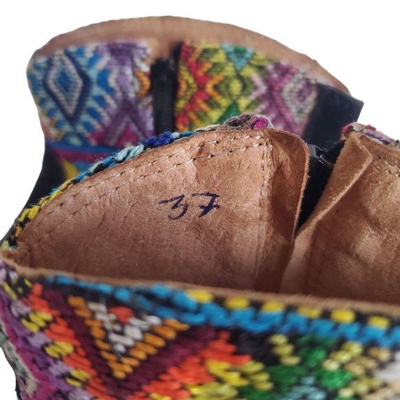 Guatemalan Handmade Aztec Western Leather Chelsea Boots Women's EU37/US 6.5 - Picture 8 of 9